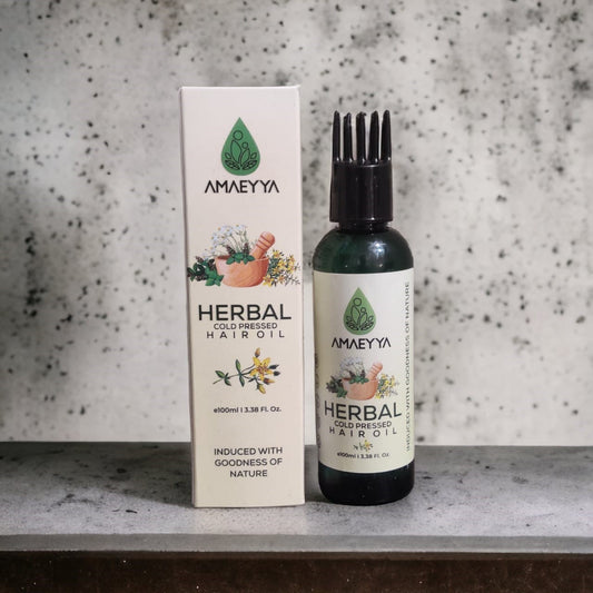 AMAEYYA Herbal Hair Oil with Cold Pressed Olive Oil and Vitamin E