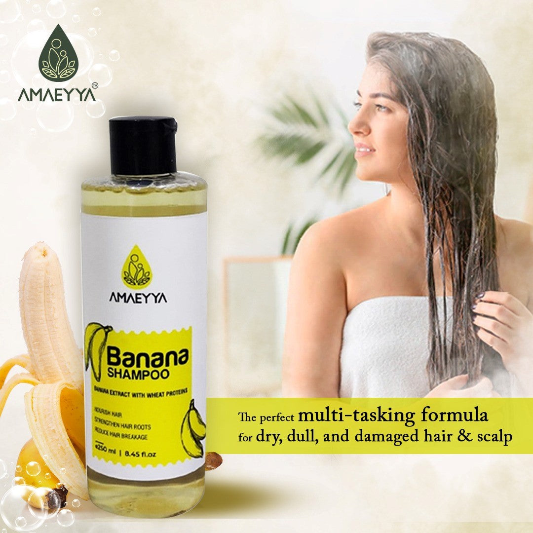 AMAEYYA Banana Shampoo plus Conditioner with Wheat Protein I Sulphate Free - Paraben free - Mineral oil free